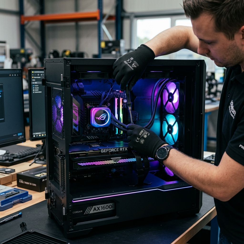 Professioneller Gaming PC Zusammenbau mit RGB-Beleuchtung